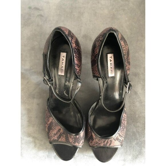 New Tahari Open Toed Sandals Snake Print 9.5 - Picture 2 of 6